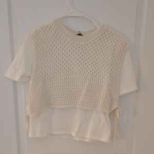 Chic Cream Knit Layered Crop Top